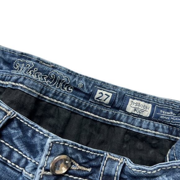 Miss‎ Me Jeans Bootcut JP5908BV Embellished Bling Flap Pocket Women's 27 Denim - Picture 4 of 14
